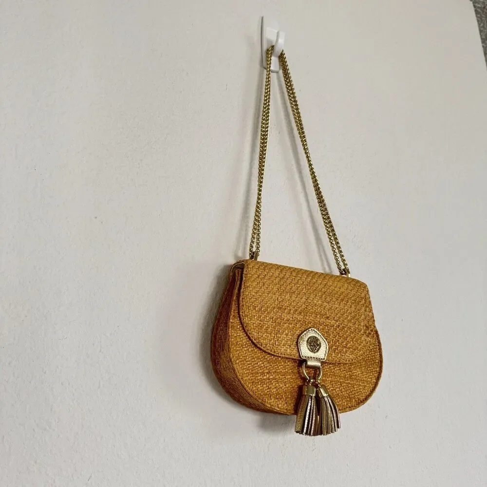 Lilly Pulitzer Sirena Straw One Shoulder Crossbody Bag Natural Boho Hippie - Picture 3 of 16